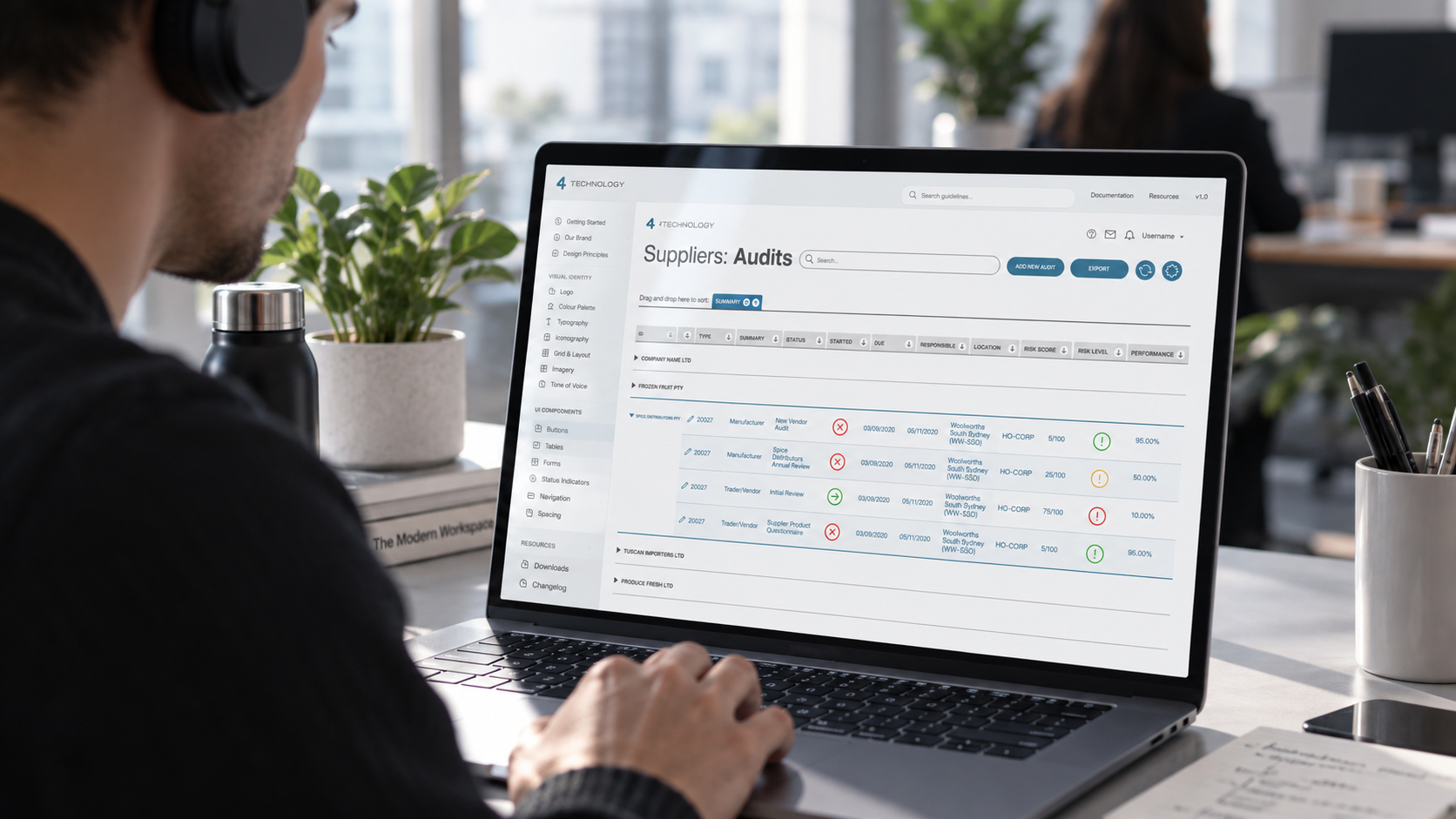 4Technology supplier audits interface on laptop