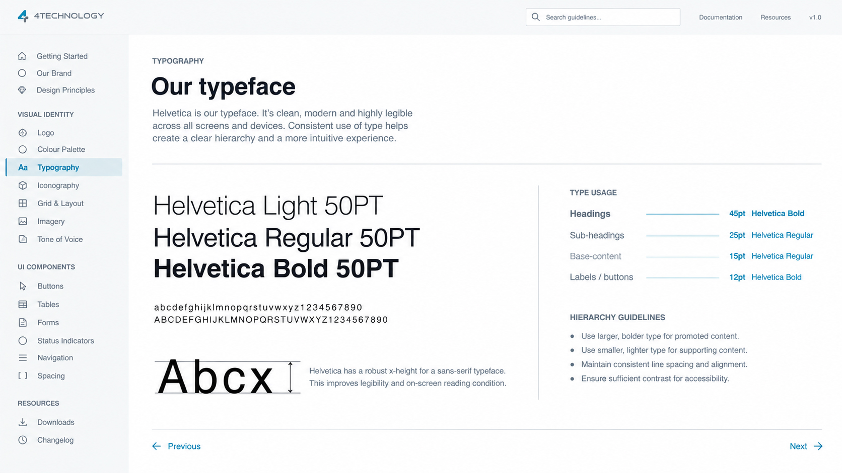 4Technology digital guidelines typography screen