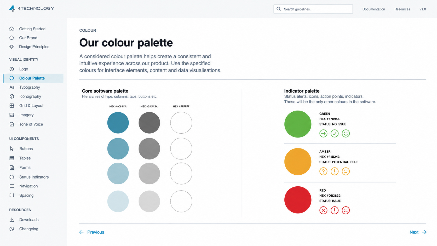 4Technology digital guidelines colour palette screen