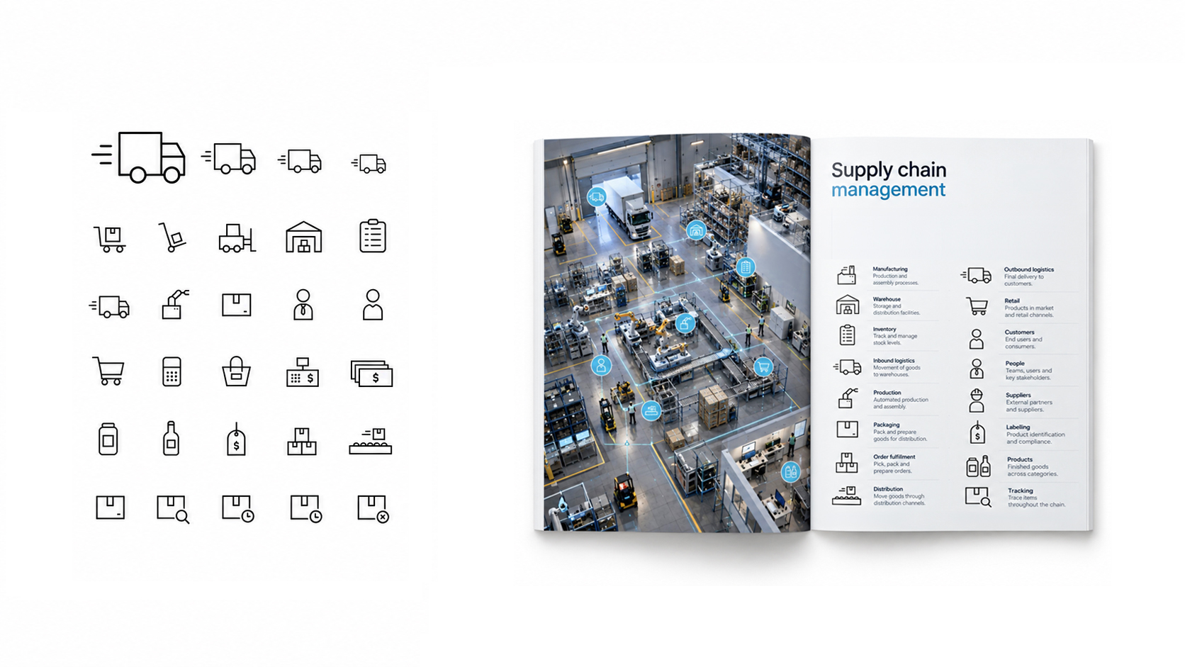 4Technology supply chain icon system and application spread